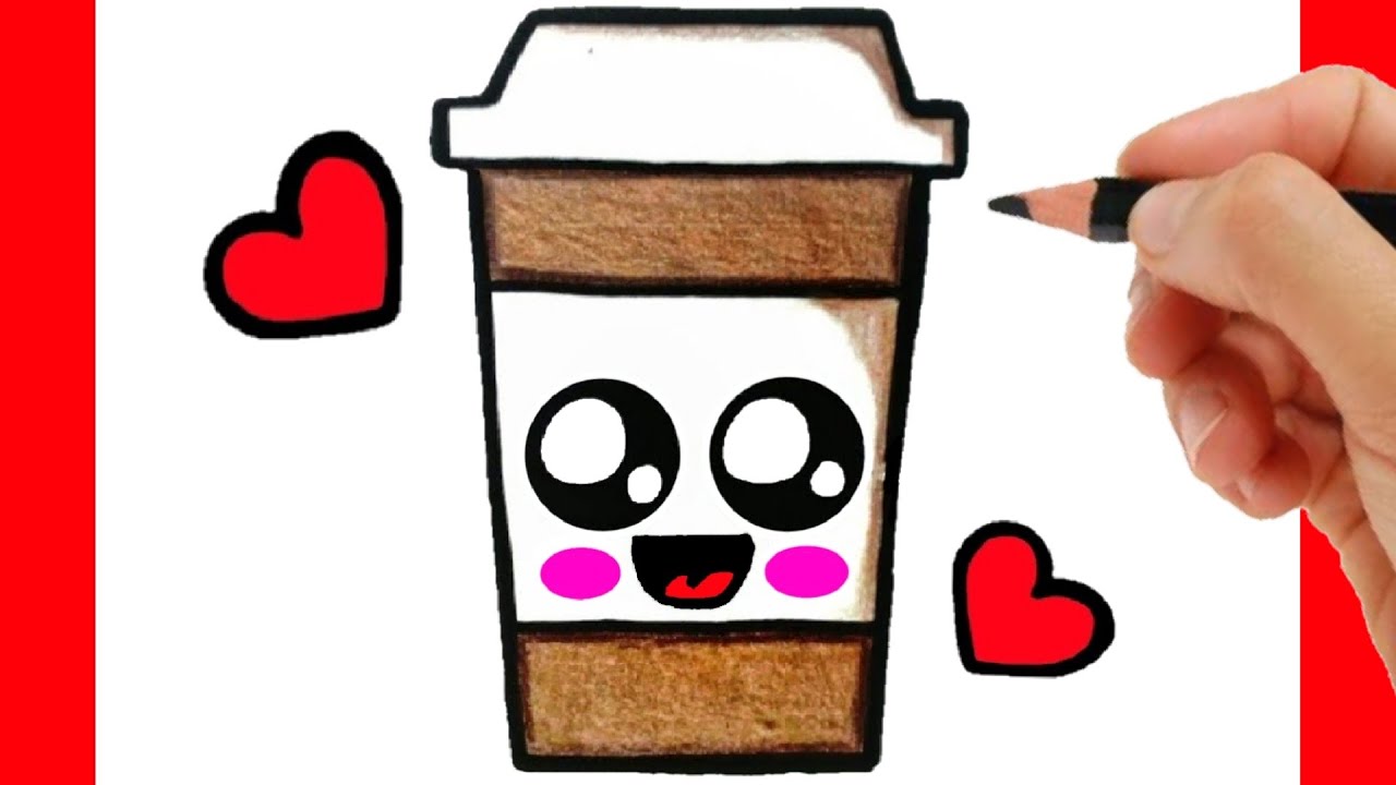 HOW TO DRAW A CUP OF COFFEE KAWAII EASY STEP BY STEP